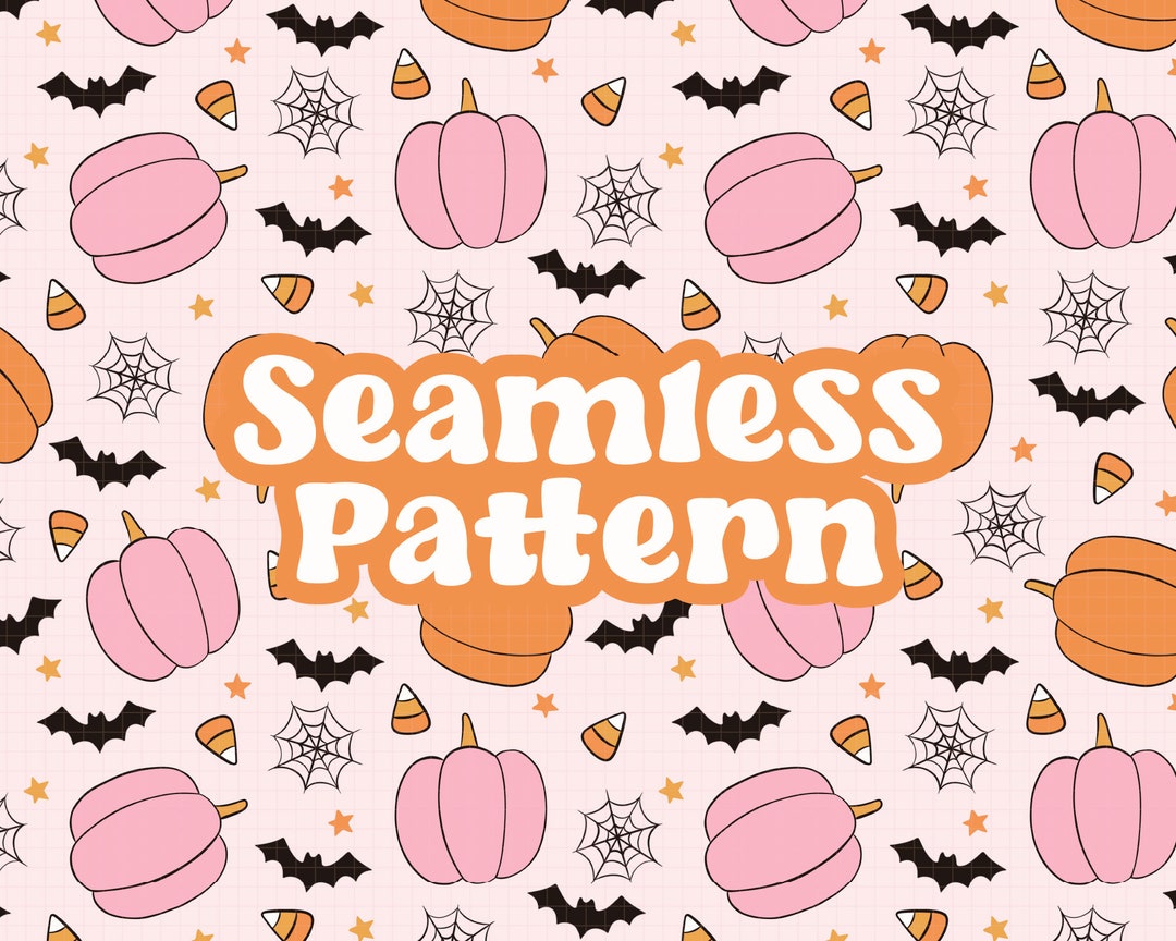Cute Pumpkin Seamless Pattern, Pink Orange Halloween Pattern for Kids ...