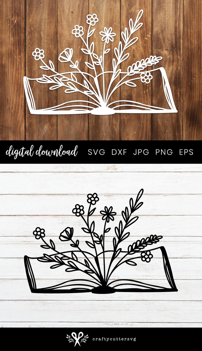 Floral Book Svg Paper Cut Design Floral Svg for Cricut | Etsy