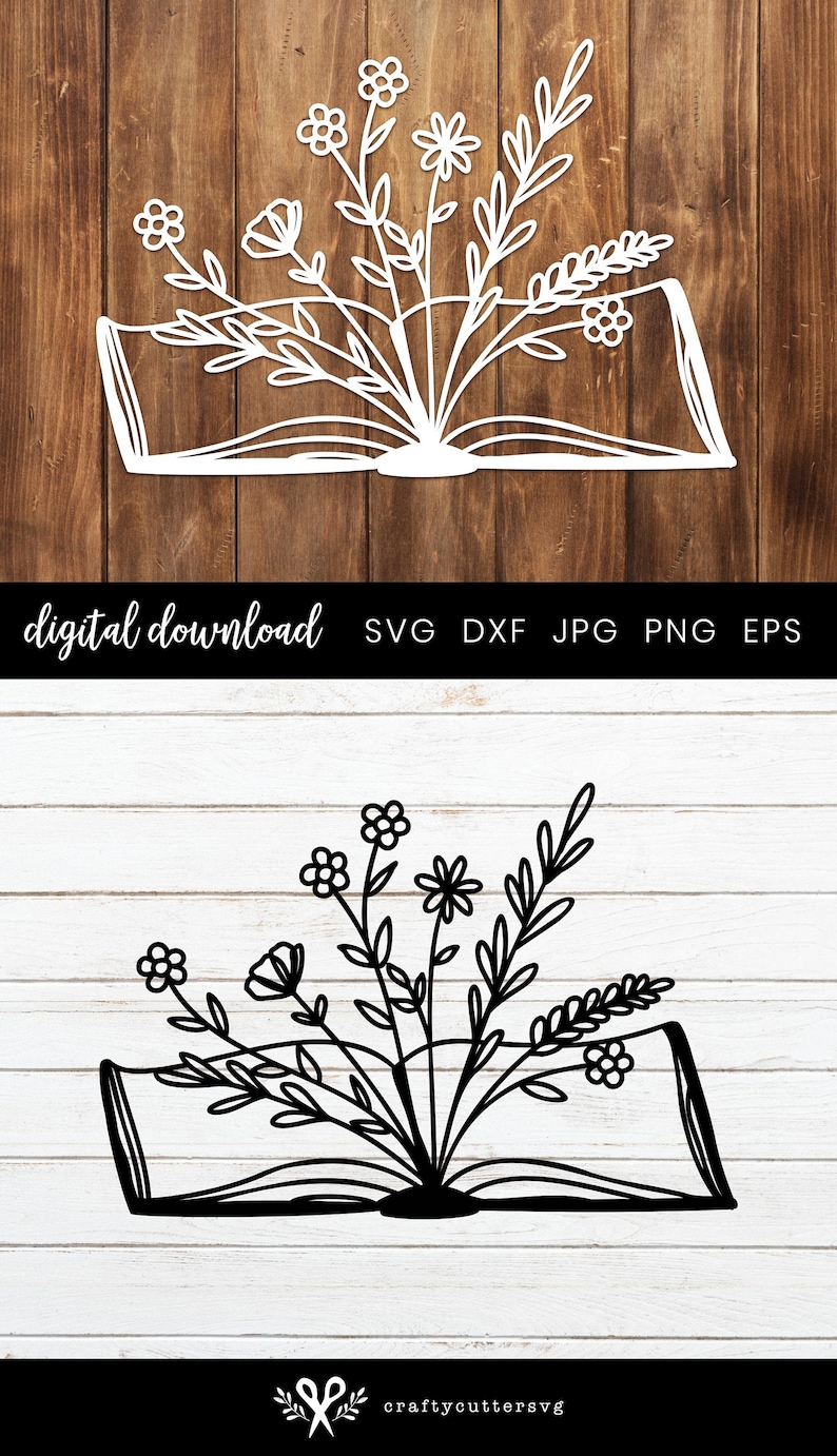 Floral Book Svg Paper Cut Design Floral Svg for Cricut | Etsy