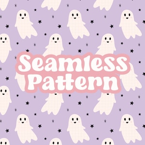 Cute Ghost Seamless Pattern, Purple Halloween Png Pattern