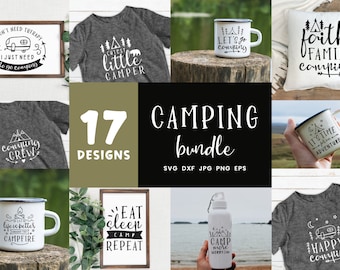 Camping SVG Bundle, 17 modèles de camping SVG, Feu de camp S’mores SVG, Happy Camping SVG, Chemise d’équipage de camping Squad, Camp Tent Camper SVG