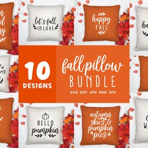 Fall Decoration Svg Bundle, 10 Svg Autumn Quote Pillows, Farmhouse Thanks Giving Decor, Fall Saying Home Decorations, Autumn Clipart Cricut
