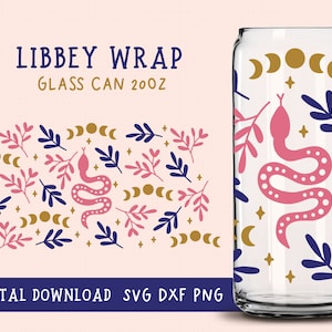 Maanfasen Libbey Glass Svg, Celestial Svg, Libbey Full Wrap, Libbey Can 20OZ, Coffee Glass Svg, Boho Stars Libbey Can Svg, Mystieke Svg
