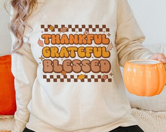 Thankful Grateful Blessed, Pumpkin Sublimation, Autumn Vibes, Thankful Sublimation, Thanksgiving Png, Autumn Sublimation, Blessed Png