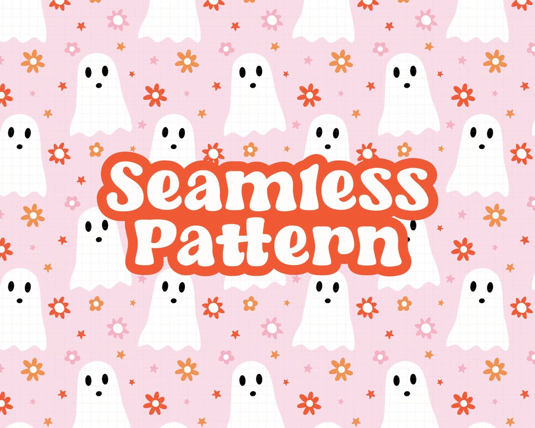 Pink Floral Ghost Seamless Pattern, Spooky Flower Png Pattern - Etsy
