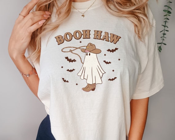 Boo Haw Png, Cowboy Halloween Shirt, Cowgirl Ghost T-Shirt, Fall Sublimation Design, Western DTF Transfer, Retro Autumn Png
