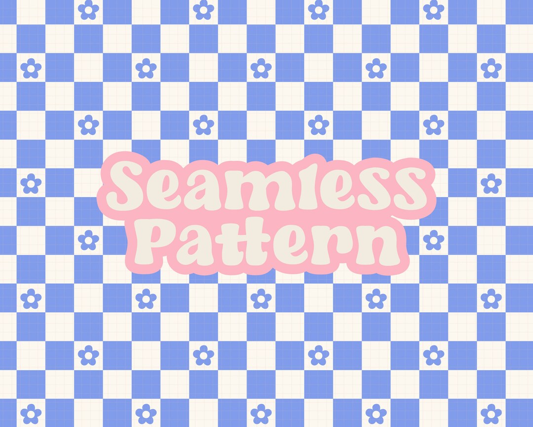 Retro Checkers Pattern, Daisy Checks Seamless, Spring Checkers Pattern ...
