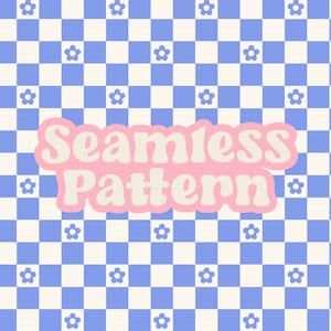 Retro Checkers Pattern, Daisy Checks Seamless, Spring Checkers Pattern, Seamless Retro Pattern, Surface Pattern, Checkered Fabric Designs