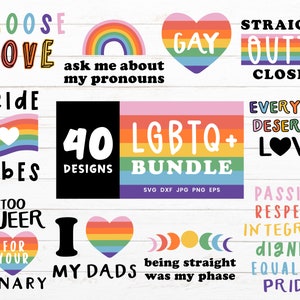 Pride SVG-paket, HBTQ+ Svg-paket, Pride Awareness Month Svg Cut-filer, Rainbow Svg-filer för Cricut, Gay Svg Cut-fil, Rainbow Clipart bild 3