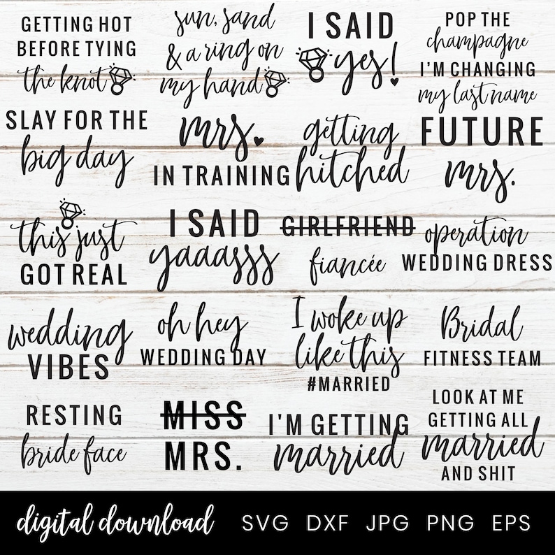 Download Wedding Day Svg Bundle Engagement Shirt Bundle Bride ...