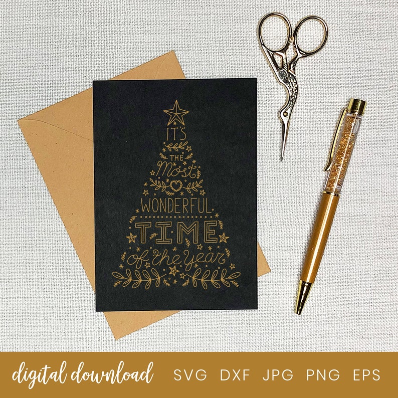 Cricut Foil Christmas Card Single Line Design Sketch Etsy UK