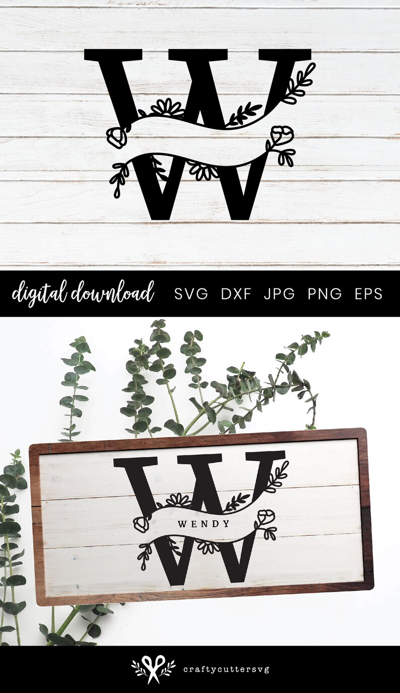 Download Split Monogram Letters With Hand Drawn Botanicals Svg Home Decor Family Sign W Monogram Split Alphabet Letter Split Monogram Cut File Clip Art Art Collectibles