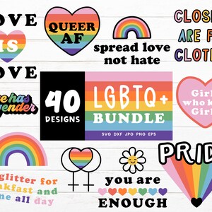 Pride SVG-paket, HBTQ+ Svg-paket, Pride Awareness Month Svg Cut-filer, Rainbow Svg-filer för Cricut, Gay Svg Cut-fil, Rainbow Clipart bild 1