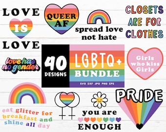 Pride SVG Bundle, LGBTQ+  Svg Bundle, Pride Awareness Month Svg Cut Files, Rainbow Svg files for Cricut, Gay Svg Cut File, Rainbow Clipart