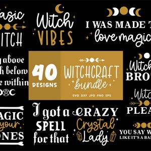 Häxkonst SVG-paket, häxsvg-filer för Cricut, Wicca Svg-klippfil, häxpaket, heminredning, månen och månen Clipart