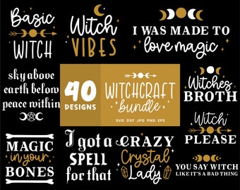 Witchcraft SVG Bundle, Witch Svg files for Cricut, Wicca Svg Cut File, Witch Bundles, Home Decoration, Moon Lunar Clipart