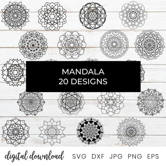 Mandala Svg Bundle 20 Mandala files Cricut Meditation Art | Etsy