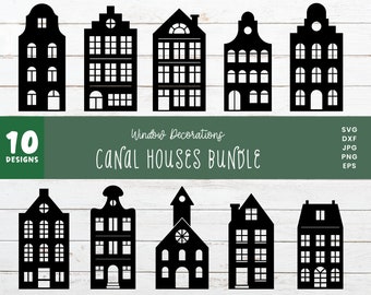 Paquet de maison de canal de Noël, décoration de fenêtre Svg, paquet SVG de vacances d’hiver, paquet de décoration de maison de Noël, fichiers coupés Cricut