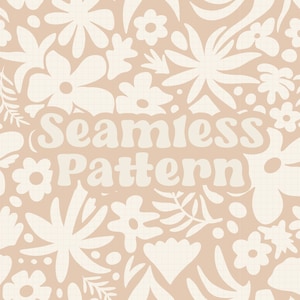Tropical Floral Pattern, Digital Paper,Doodle Summer Pattern, Seamless Repeating Pattern, Flower Png, Palm Tree Png, Fabric Surface Design
