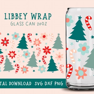 Weihnachten Full Wrap, Libbey Can SVG, Retro Weihnachten SVG, Full Wrap für Libbey Can 20OZ, Full Wrap Design Libbey Glass, Seamless Full Wrap