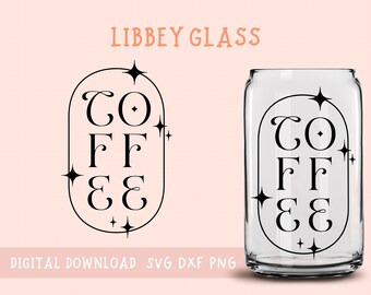 Koffie Svg, Libbey glazen blikje, Tumbler Design, koffieglas, Libbey Cup, koffieglas wrap Svg, sublimatiebestand, moderne esthetiek, Monoline