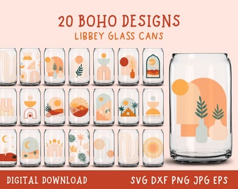 Bohemian Svg Bundle, Boho Can, Libbey Glass Can Wrap, 20 Bohemian Can Designs, Boho Libbey Glass Cans Svg Bundle, Floral Full Wrap