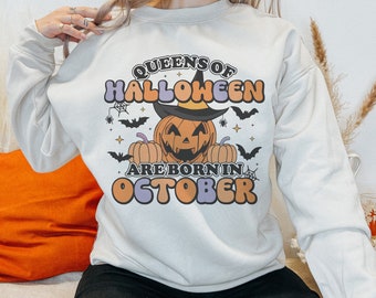 Queens of Halloween, Halloween Png, Halloween Sublimation, Witch PNG, Fall Shirt Png, Retro Halloween PNG, October Birthday, October PNG