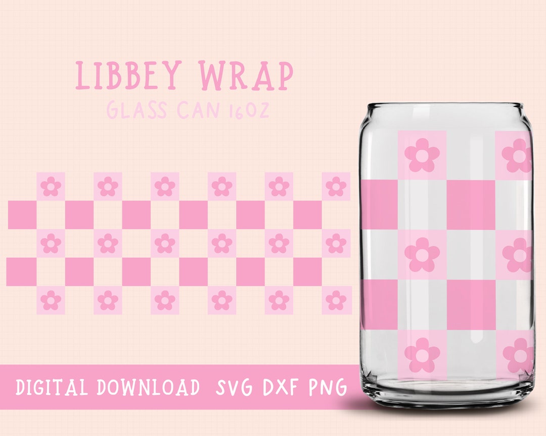 Libbey Glass SVG, Checkers Svg, Checkered Full Wrap Glass, Checker