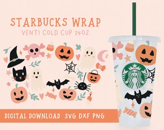Svg châle Halloween, joli châle Starbucks Halloween, Halloween Starbucks Venti, Svg effrayant, Svg grand format Starbucks, Svg citrouille, Svg fantôme