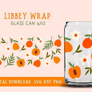 Spring Flower, Wildflower Glass Can Svg, Apricot Svg, 16oz Glass Can Wrap, 16oz Libbey Can Glass, Full Glass Can Wrap, Coffee Can Glass
