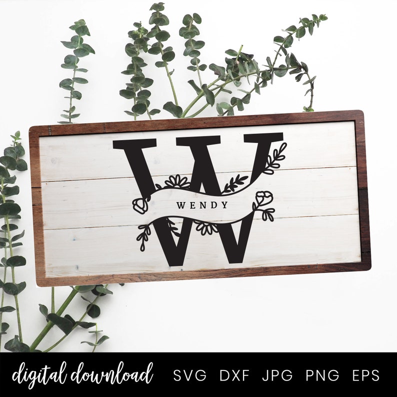 Download Split Monogram Letters With Hand Drawn Botanicals Svg Home Decor Family Sign W Monogram Split Alphabet Letter Split Monogram Cut File Clip Art Art Collectibles