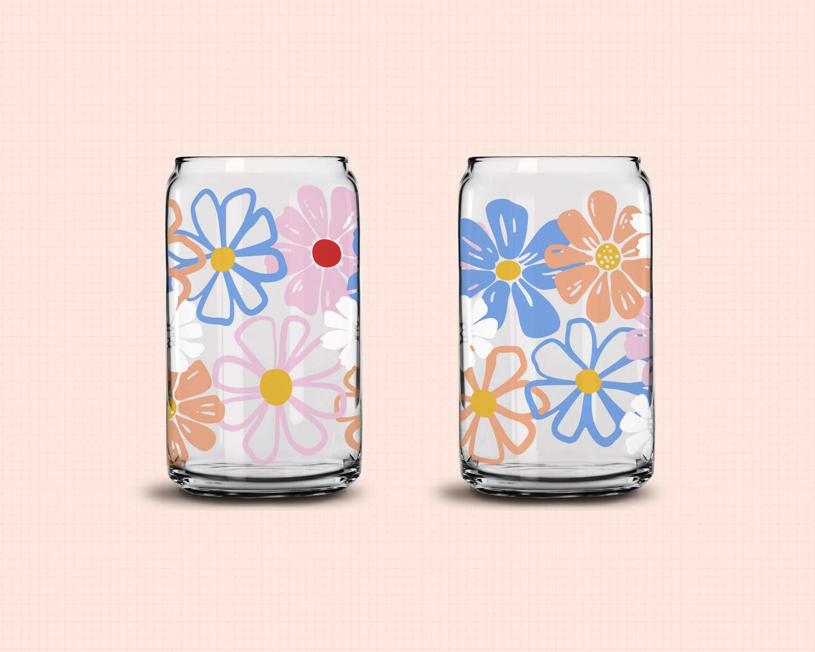 Floral Full Wrap, Libbey Beer Can Wrap SVG, Libbey Glass Wrap, Flower ...