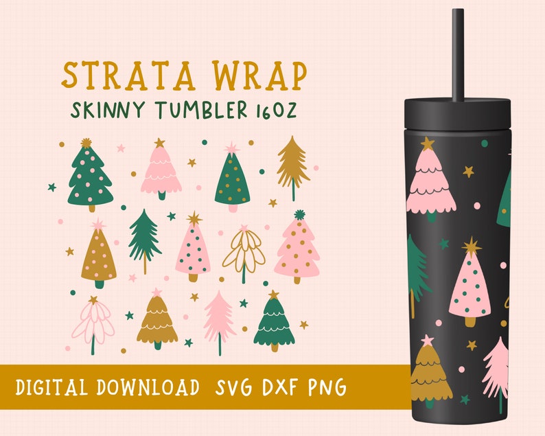 Christmas Tree Svg Seamless Full Wrap Strata Skinny Tumbler - Etsy
