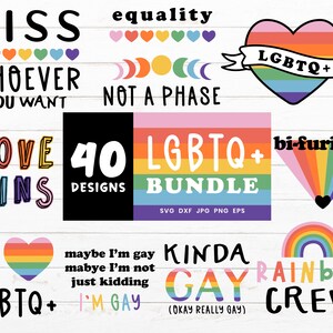Pride SVG-paket, HBTQ+ Svg-paket, Pride Awareness Month Svg Cut-filer, Rainbow Svg-filer för Cricut, Gay Svg Cut-fil, Rainbow Clipart bild 2