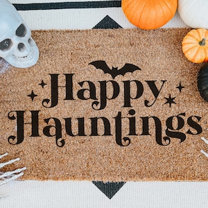 Happy Hauntings Svg, Halloween Doormat, Fall Doormat SVG, Entry Way Rug, Fall Doormat, Fall Decor, Sublimation Png, Front Porch Decor