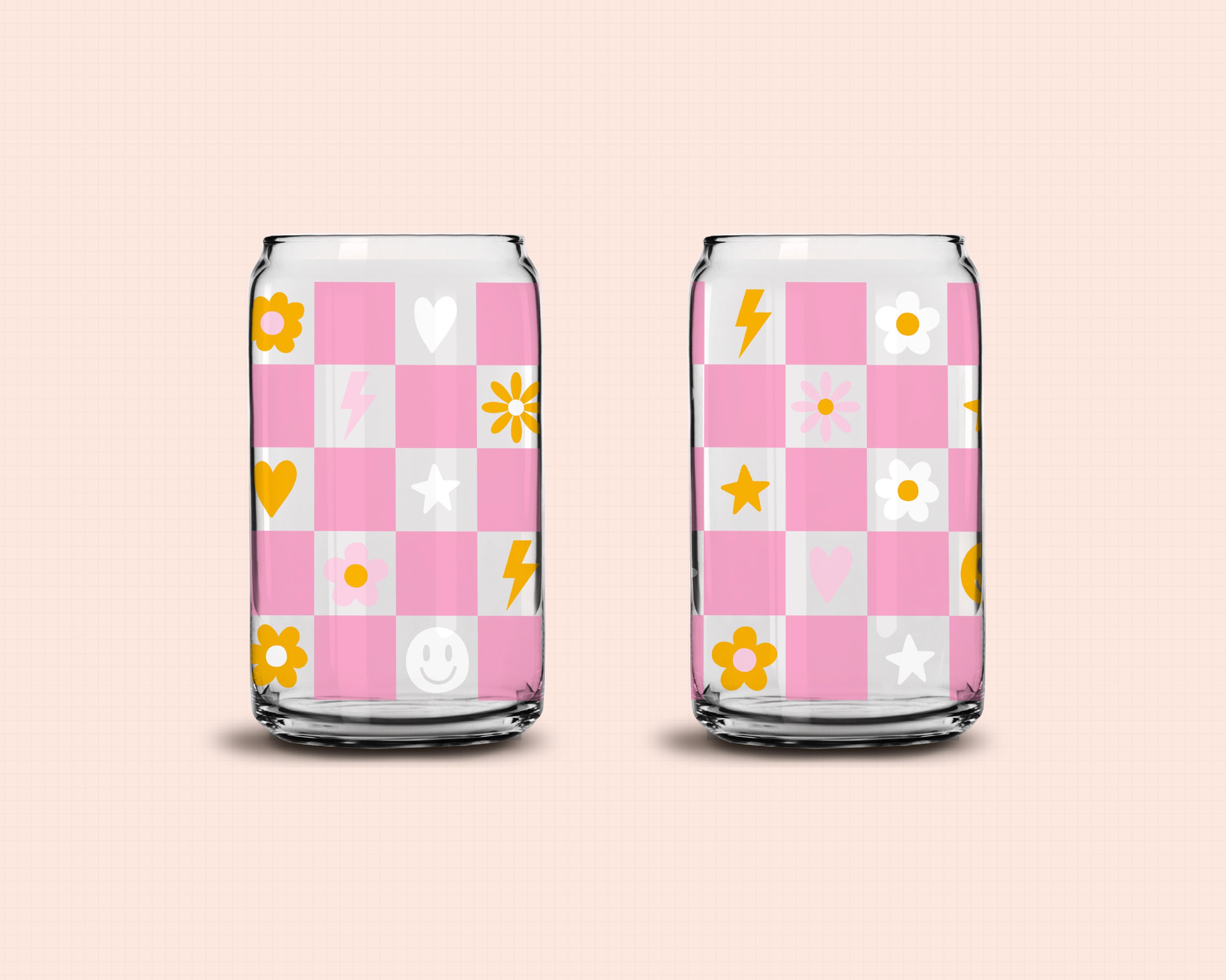 Beer Can Glass Checkers Svg Full Wrap Glass Libbey Glass Etsy