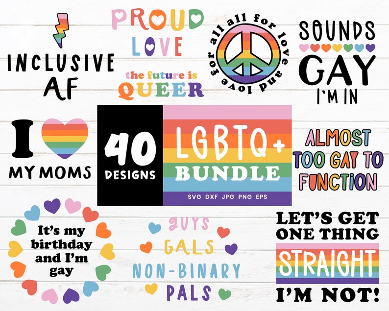 Pride SVG-paket, HBTQ+ Svg-paket, Pride Awareness Month Svg Cut-filer, Rainbow Svg-filer för Cricut, Gay Svg Cut-fil, Rainbow Clipart bild 4