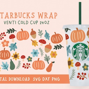 Fall Starbucks Wrap, Autumn Svg, Pumpkin Spice Svg,  Fall Starbucks Cup, Starbucks Cup Wrap, Pumpkin Starbucks SVG, Fall Starbucks Svg
