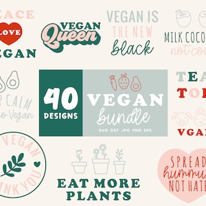 Bundle SVG végétalien, Bundle Svg végétarien, Plant Svg Cut Files, Fichiers Svg Floral pour Cricut, Avocat Svg Cut File, Love Animals Svg