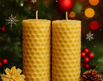 Vela enrollada a mano, vela de cera de abeja orgánica, vela de panal de cera de abeja pura, velas 100% de cera de abeja orgánica, vela natural, velas hechas a mano.