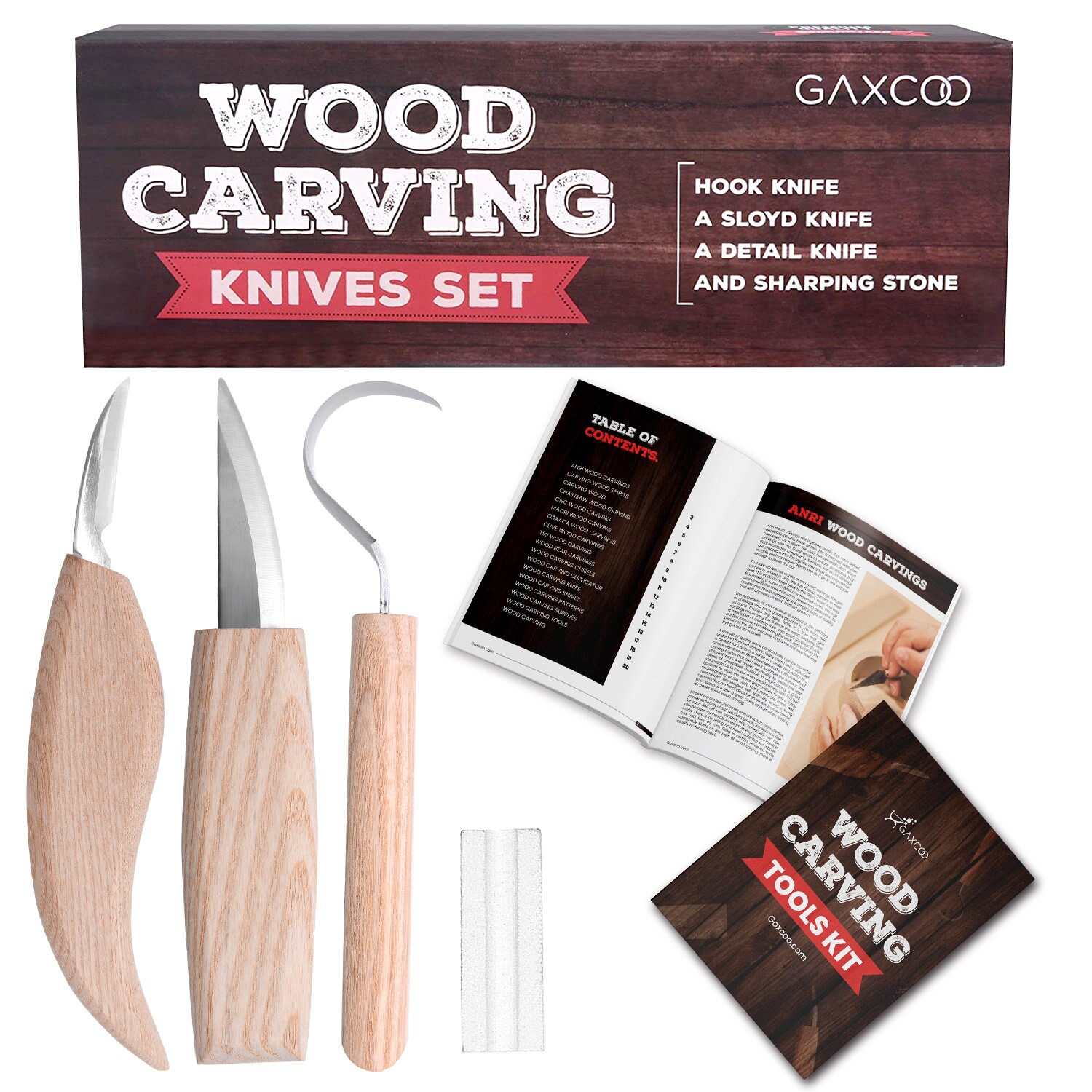 Wood Carving Tools Kit | Sloyd, Hook, Detail Knives | Hardwood Handle…