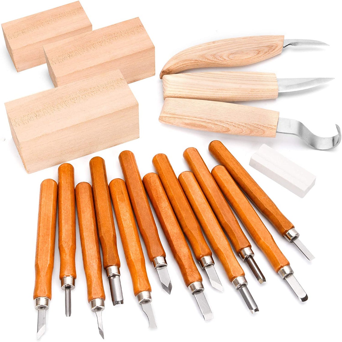Premium 19 Pcs Wood Carving Kit Tools Knife Whittling Set The Etsy