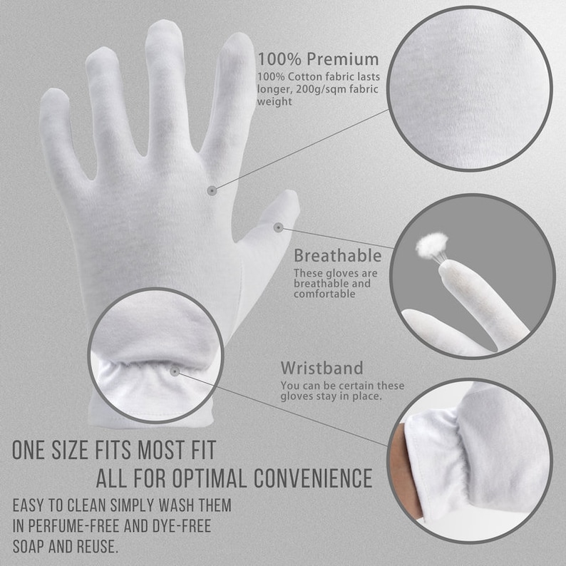 Moisturizing Gloves OverNight Bedtime Cotton Cosmetic Premium Etsy