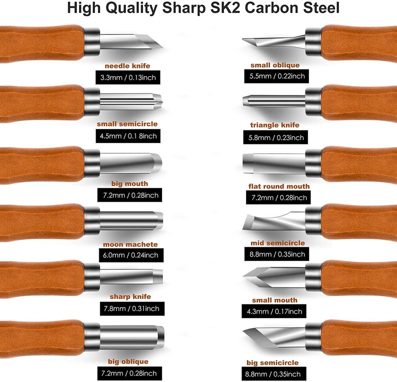 Premium 19 Pcs Wood Carving Kit Tools Knife Whittling Set The Etsy
