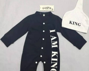 Baby boy romper, boy jumpsuits, boy/ girl I am king outfit