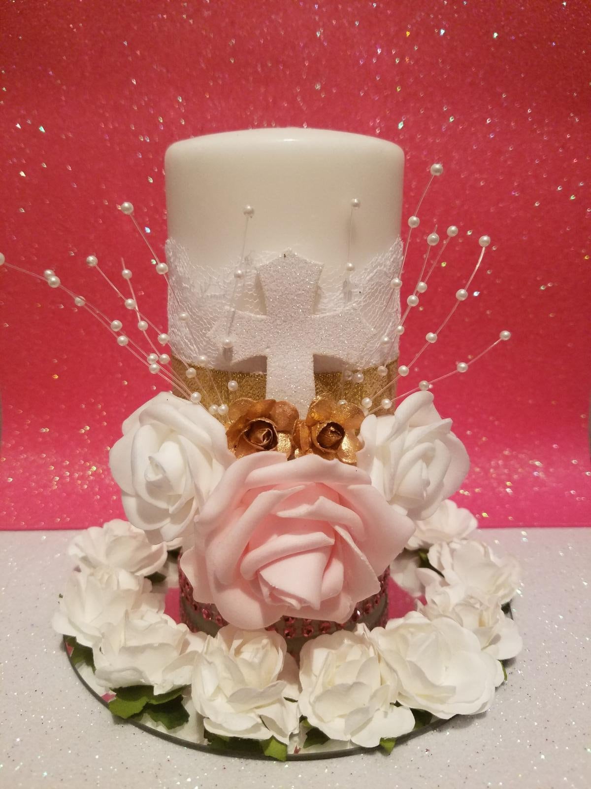 Baptism candle centerpiececandlesdecorated candles Etsy