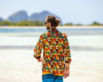 Aloha-Inspired Dress Shirt for Men with long sleeve