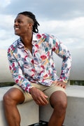 Palmino Linen Long Sleeve Printed Dress Men Shirt