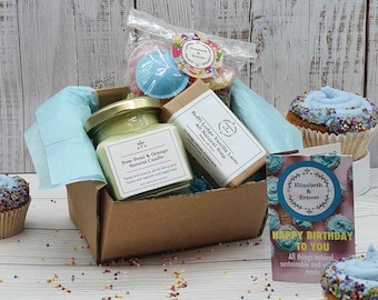 Eco Birthday Joy Gift Box | Soy Wax Candle Jar | Natural Handmade Soap Bar| Vegan Sweets | Sustainable Spa Gift