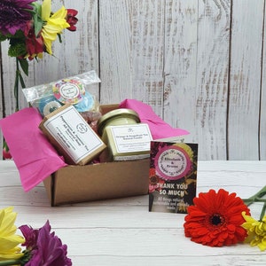 Candle, Soap + Vegan Sweets 'Thank-You' Gift Box | Sustainable & Plastic Free | Candle Jar | Natural Soap | Spa | Eco-friendly | Thank You